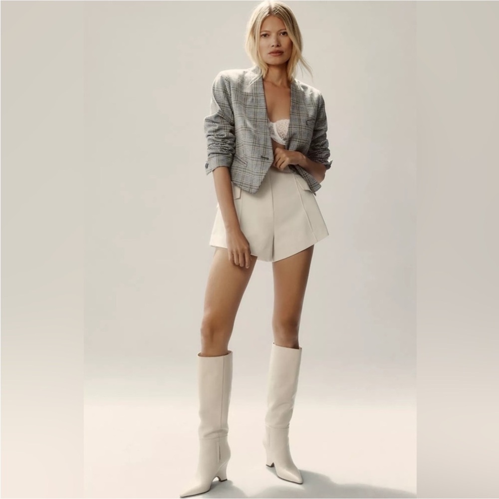 Anthropologie Tuxedo Cropped Blazer Houndstooth Sz 12 - Picture 2 of 9